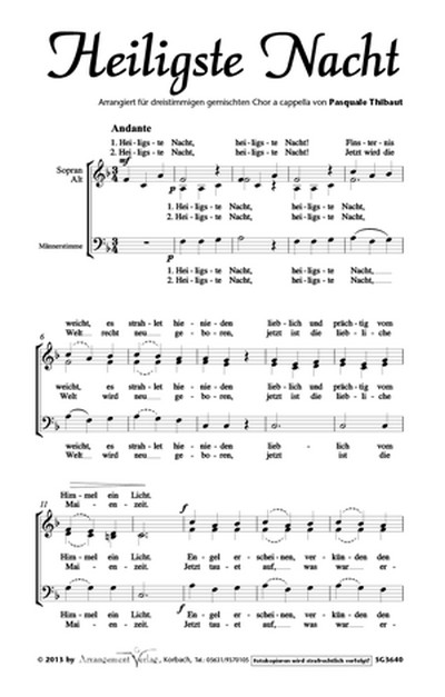 C.B. Verspoell Heiligste Nacht (dreistimmig)  für SAM, dreistimmig  Singpartitur