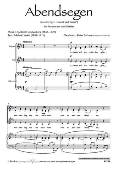 E. Humperdinck, A. Wette Abendsegen  für SSA und Klavier  Singpartitur