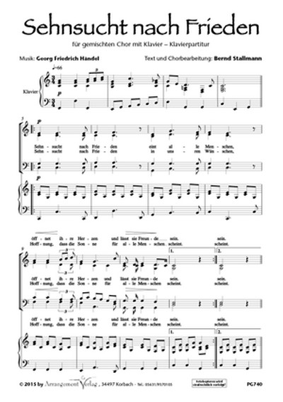 G.F.Händel Sehnsucht nach Frieden  für SSA mit Klavier oder a cappella  Singpartitur