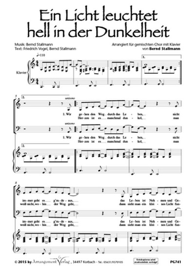 Bernd Stallmann, Vogel/Stallmann Ein Licht leuchtet hell in der Dunk  für SAM und Klavier  Singpartitur