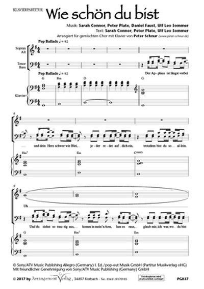 Connor, Plate, Faust, Sommer Wie schön du bist  für SSA und Klavier  Singpartitur