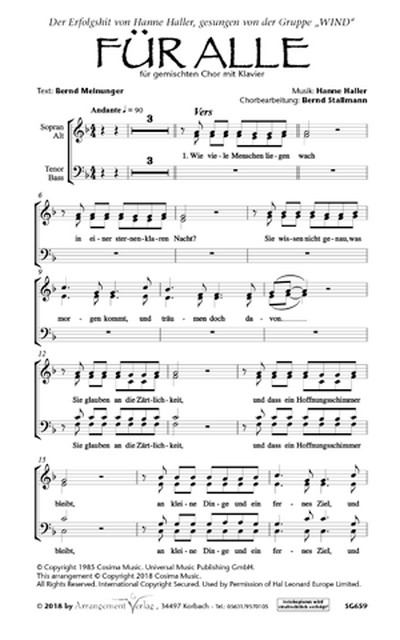 Für Alle  für gem Chor a cappella (Klavier)  Chorpartitur (dt)