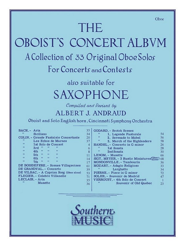 Oboist's Concert Album&nbsp;&nbsp;Oboe&nbsp;&nbsp;Stimme