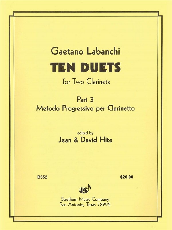 Gaetano Labanchi Ten Duets From Metodo Progressivo&nbsp;&nbsp;Clarinet&nbsp;&nbsp;Buch