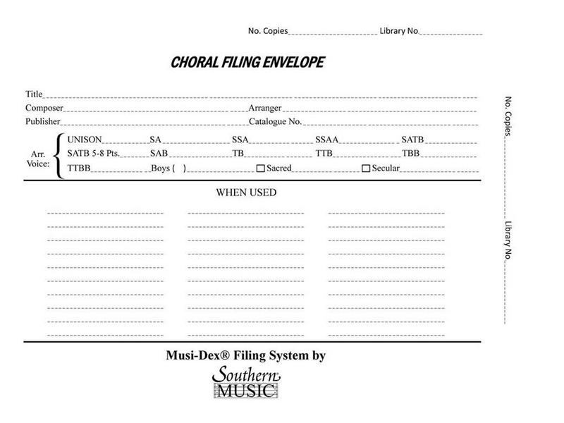 Musidex Choral Filing Envelopes&nbsp;&nbsp;&nbsp;&nbsp;Geschenk