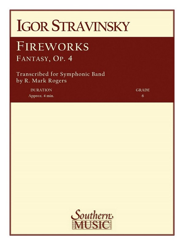 Igor Stravinsky Fireworks Op 4(P.O.D.) (W-Oversize Score)&nbsp;&nbsp;Concert Band&nbsp;&nbsp;Partitur + Stimmen