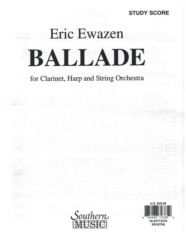 Ballade  for clarinet, harp and string orchestra  study score
