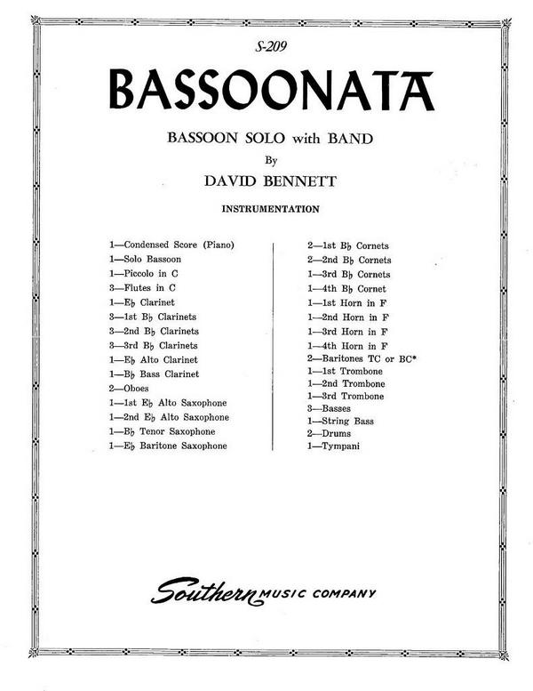 David Bennett Bassoonata&nbsp;&nbsp;Concert Band&nbsp;&nbsp;Partitur