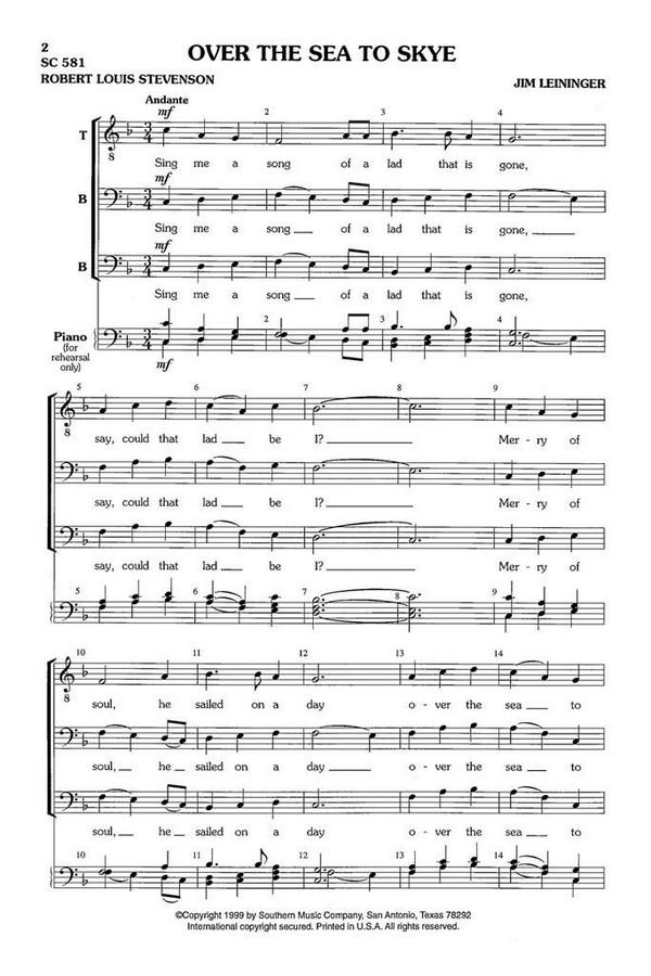 Jim Leininger Over The Sea To Skye&nbsp;&nbsp;TBB&nbsp;&nbsp;Chorpartitur