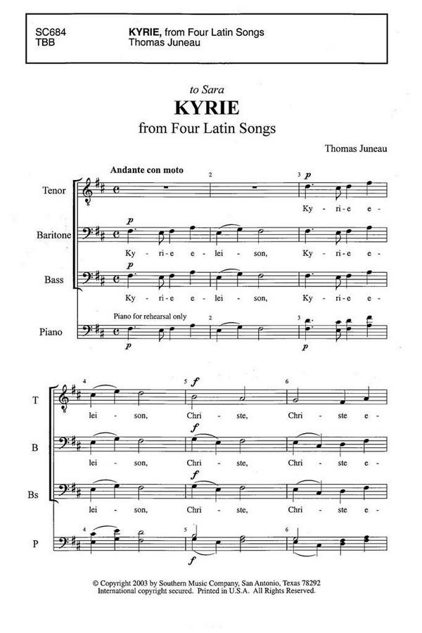 Thomas Juneau Kyrie&nbsp;&nbsp;TBB&nbsp;&nbsp;Chorpartitur