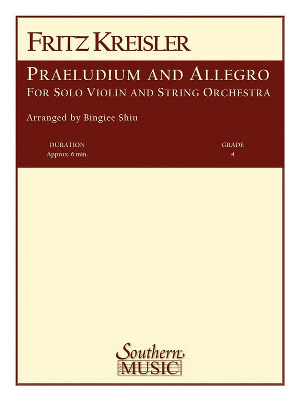 Praeludium And Allegro  for solo violin and string  orchestra  score and parts