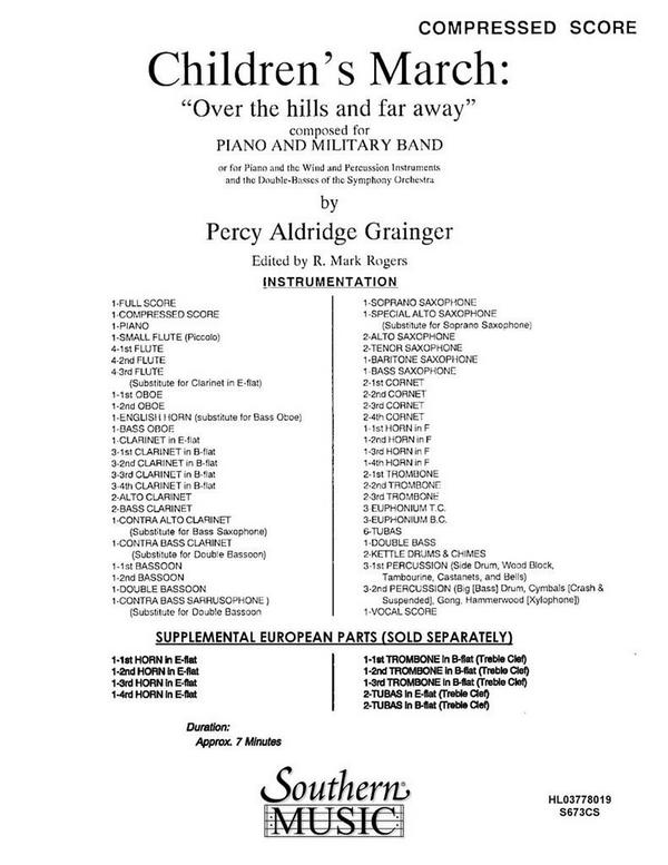 Percy Aldridge Grainger Children's MarchOver The Hills And Far Away&nbsp;&nbsp;Concert Band&nbsp;&nbsp;Partitur