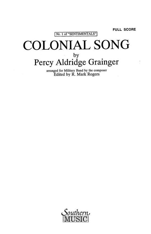 Percy Aldridge Grainger Colonial Song&nbsp;&nbsp;Concert Band&nbsp;&nbsp;Partitur