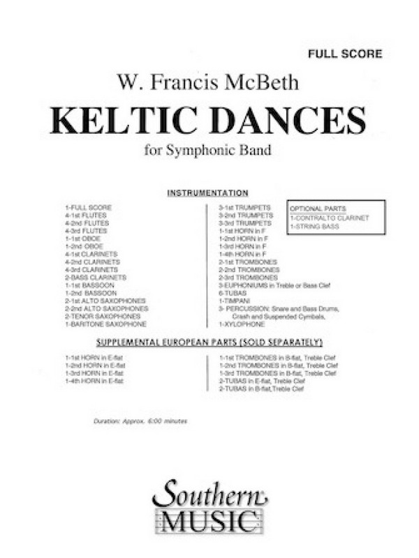 W. Francis McBeth Keltic (Celtic) Dances&nbsp;&nbsp;Concert Band&nbsp;&nbsp;Stimmen-Set