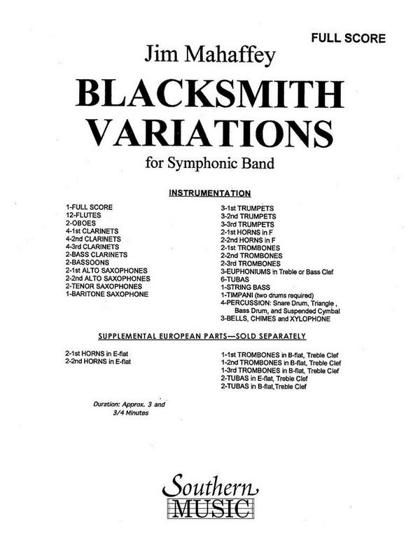 Jim Mahaffey Blacksmith Variations&nbsp;&nbsp;Concert Band&nbsp;&nbsp;Partitur