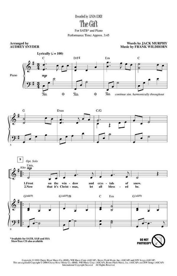 The Gift&nbsp;&nbsp;SATB&nbsp;&nbsp;Chorpartitur