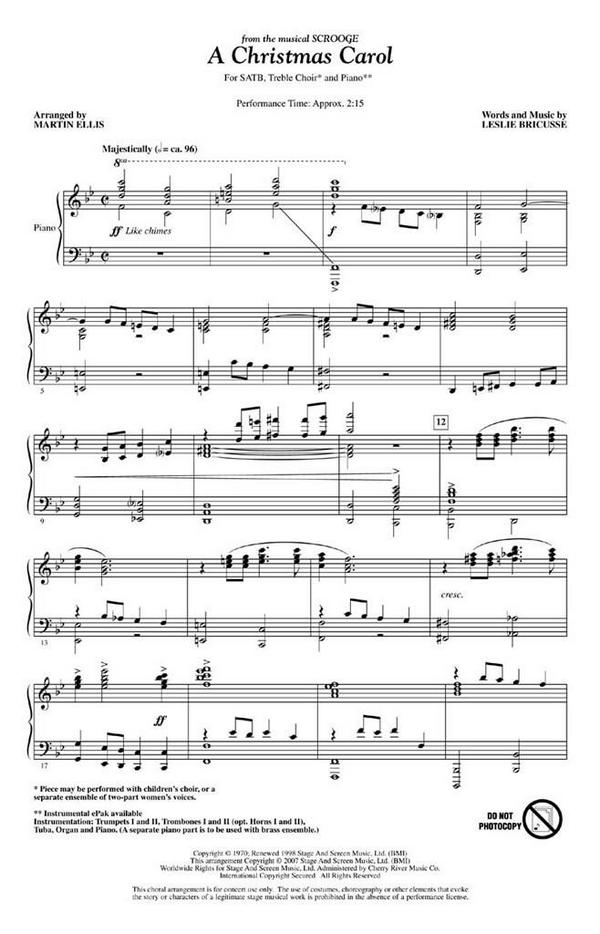 Leslie Bricusse A Christmas Carol&nbsp;&nbsp;SATB and 2-Part&nbsp;&nbsp;Chorpartitur