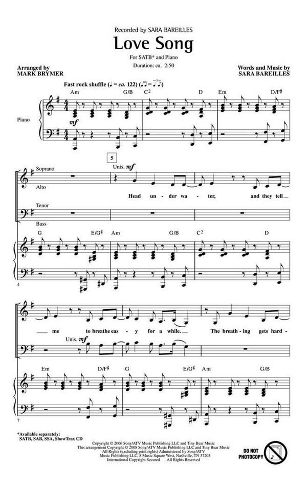 Love Song&nbsp;&nbsp;for mixed choir and piano&nbsp;&nbsp;choral score