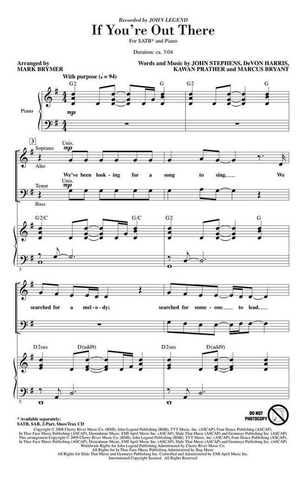 If You're Out There  SATB  Chorpartitur