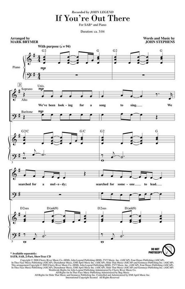 If You're Out There  SAB  Chorpartitur