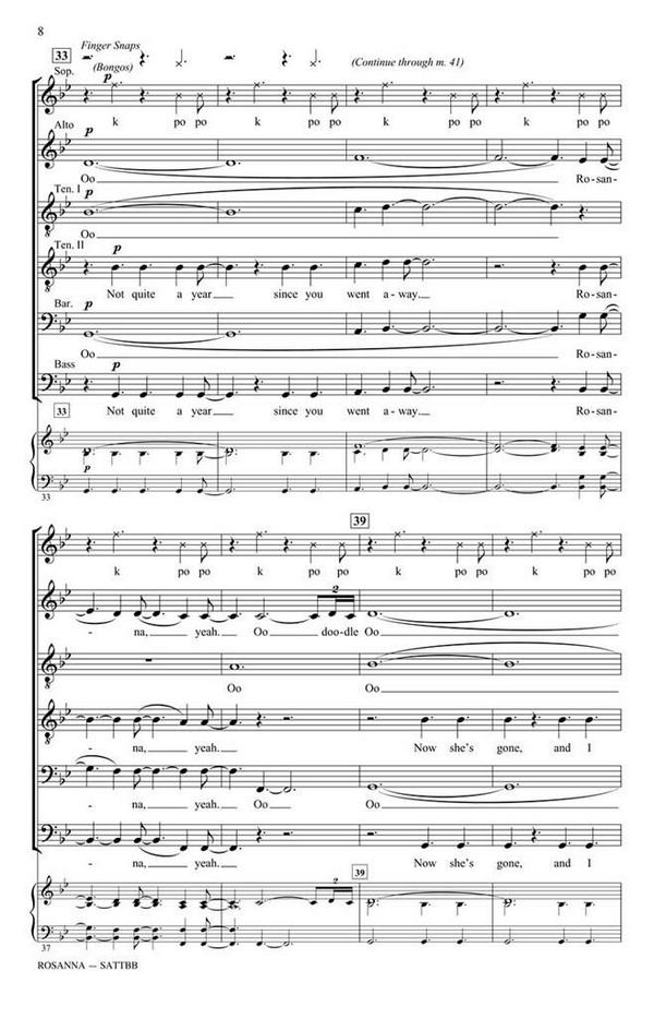 David Paich Rosanna  SATTBB  Chorpartitur