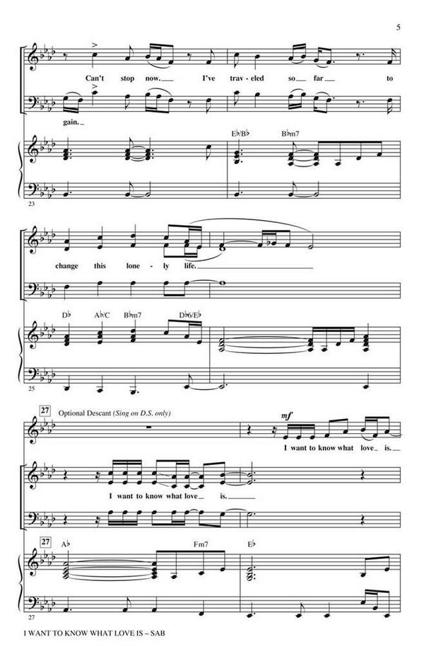 Mick Jones I Want to Know What Love Is&nbsp;&nbsp;SAB&nbsp;&nbsp;Chorpartitur