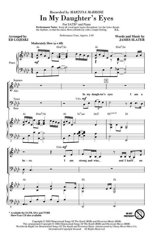 James Slater In My Daughter's Eyes  Chor  CD