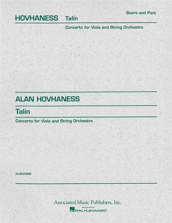 Alan Hovhaness, Talin Concerto  Viola und Klavier  Buch