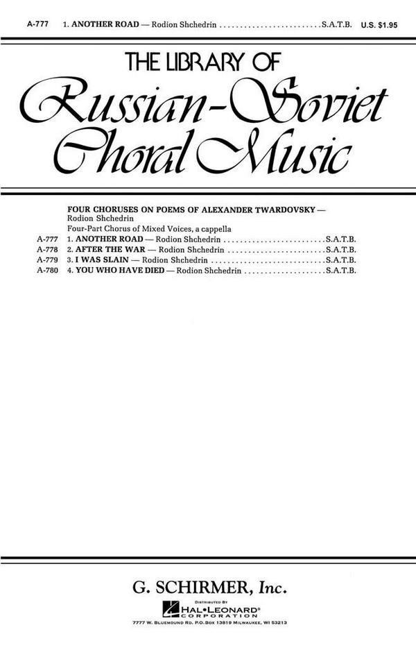 R Shchedrin, Another Road&nbsp;&nbsp;SATB a Cappella&nbsp;&nbsp;Chorpartitur