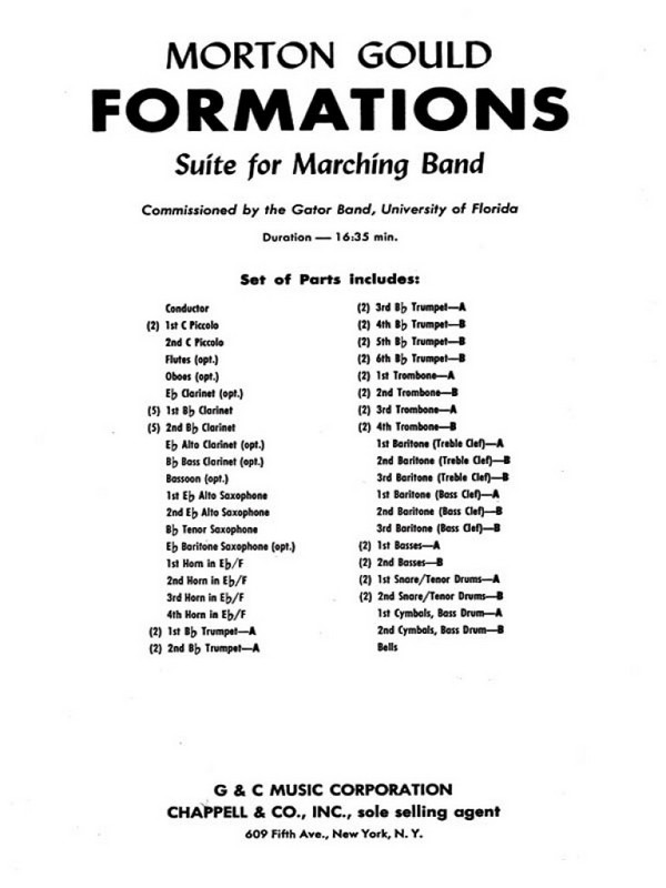 Morton Gould, Formations&nbsp;&nbsp;Concert Band&nbsp;&nbsp;Partitur