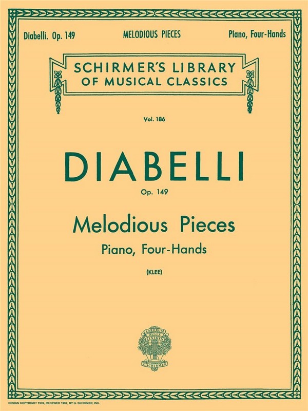 Anton Diabelli, 28 Melodious Pieces on 5 Notes, Op. 149  Piano, 4 Hands  Buch