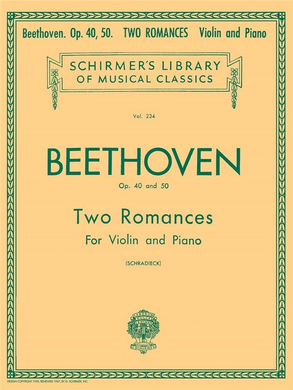 Ludwig van Beethoven, Op. 40 and 50 Two Romances&nbsp;&nbsp;Violine und Klavier&nbsp;&nbsp;Buch