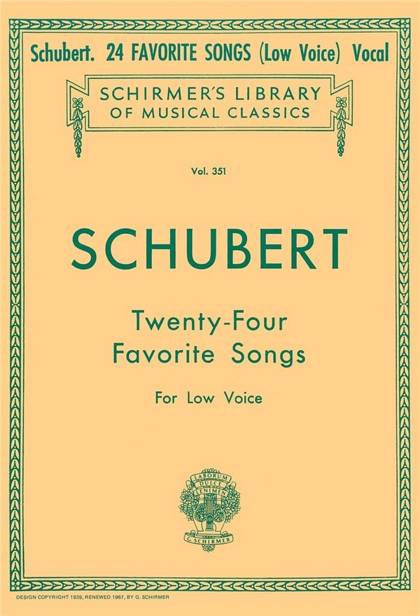 Franz Schubert, Twenty-Four Favorite Songs For Low Voice&nbsp;&nbsp;Low Voice and Piano&nbsp;&nbsp;Buch