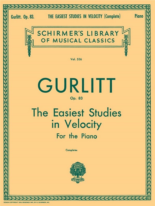 Cornelius Gurlitt, Easiest Studies in Velocity, Op. 83&nbsp;&nbsp;Klavier&nbsp;&nbsp;Buch