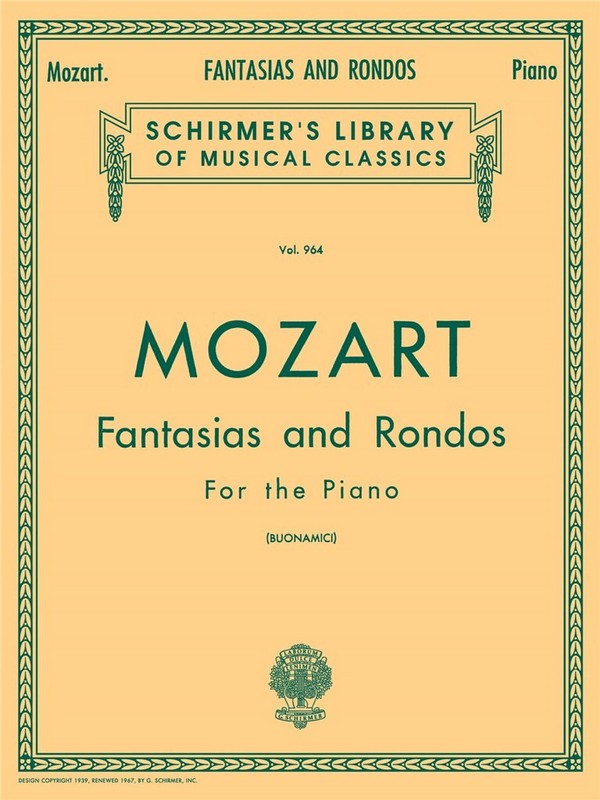 Wolfgang Amadeus Mozart, Fantasias And Rondos For Piano&nbsp;&nbsp;Klavier&nbsp;&nbsp;Buch