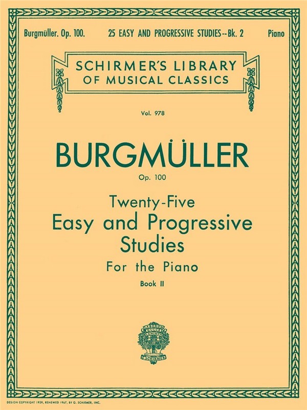 Friedrich Burgmüller, 25 Easy and Progressive Studies for the Piano&nbsp;&nbsp;Klavier&nbsp;&nbsp;Buch