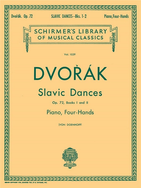 Antonín Dvorák, Slavonic Dances Op.72 Books 1 and 2  Piano, 4 Hands  Buch