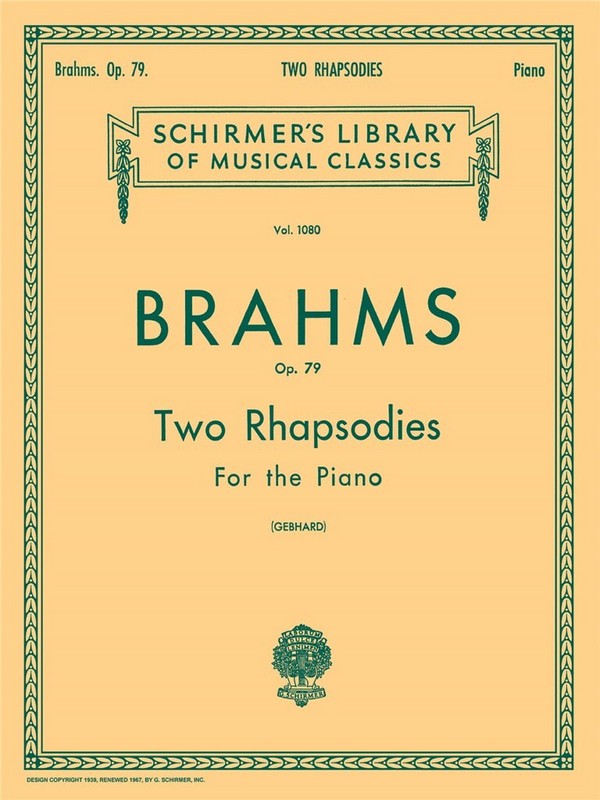 Johannes Brahms, Two Rhapsodies Op.79&nbsp;&nbsp;Klavier&nbsp;&nbsp;Buch