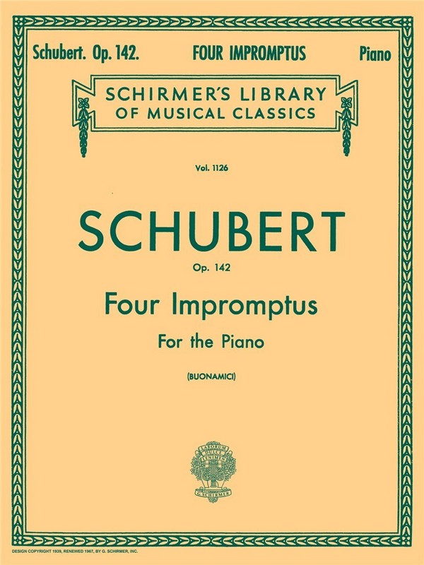 Franz Schubert, Four Impromptus For The Piano Op.142&nbsp;&nbsp;Klavier&nbsp;&nbsp;Buch