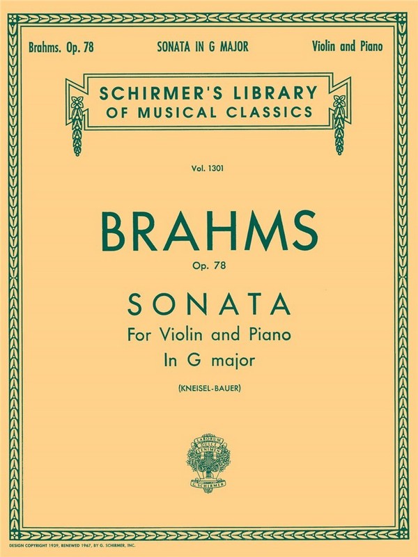 Johannes Brahms, Sonata For Violin And Piano In G Major Op.78&nbsp;&nbsp;Violine und Klavier&nbsp;&nbsp;Buch