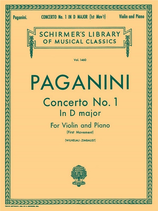 Niccolò Paganini, Violin Concerto No.1 In D First Movement&nbsp;&nbsp;Violine und Klavier&nbsp;&nbsp;Buch