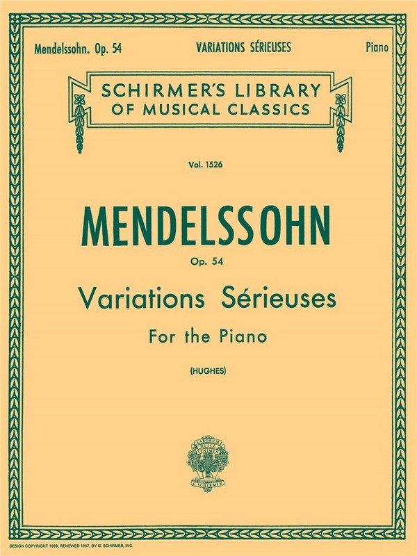 Felix Mendelssohn Bartholdy, Variations Serieuses Op.54&nbsp;&nbsp;Klavier&nbsp;&nbsp;Buch