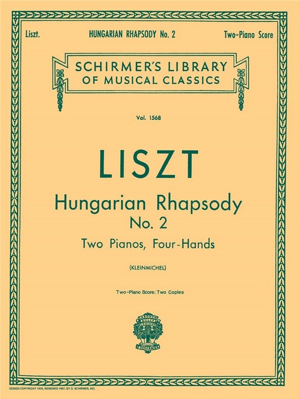 Franz Liszt, Hungarian Rhapsody No.2&nbsp;&nbsp;Piano, 4 Hands&nbsp;&nbsp;Buch
