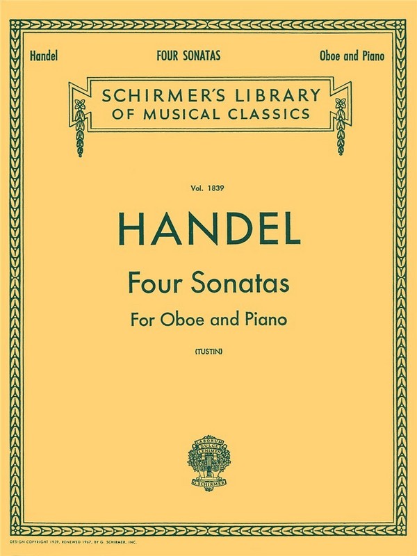 Georg Friedrich Händel, Four Oboe Sonatas&nbsp;&nbsp;Oboe und Klavier&nbsp;&nbsp;Buch