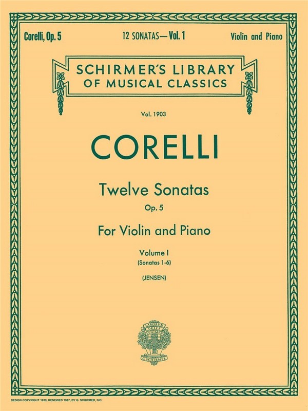 Arcangelo Corelli, Twelve Sonatas, Op. 5 - Volume 1  Violine und Klavier  Buch