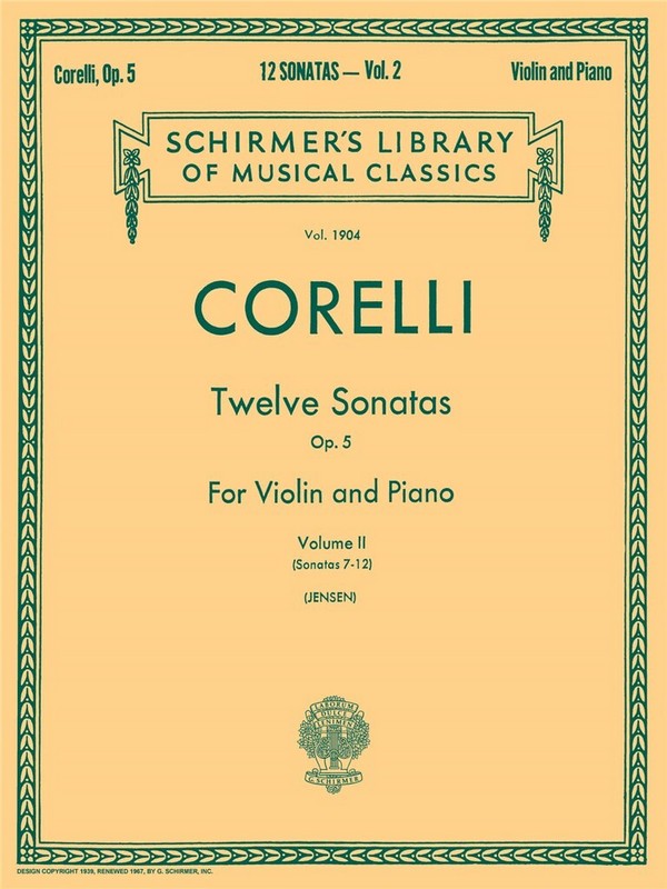 Arcangelo Corelli, Twelve Sonatas, Op. 5 - Volume 2  Violine und Klavier  Buch