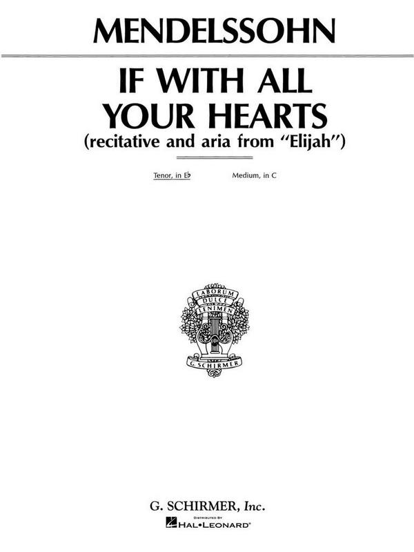 Felix Mendelssohn Bartholdy, If With All Your Hearts&nbsp;&nbsp;High Voice and Piano&nbsp;&nbsp;Buch
