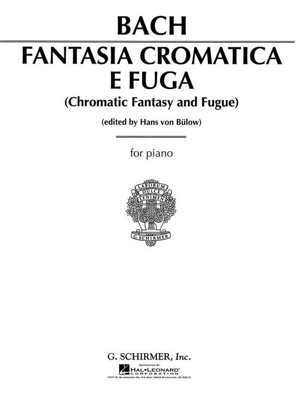 Johann Sebastian Bach, Chromatic Fantasy And Fugue&nbsp;&nbsp;Klavier&nbsp;&nbsp;Buch