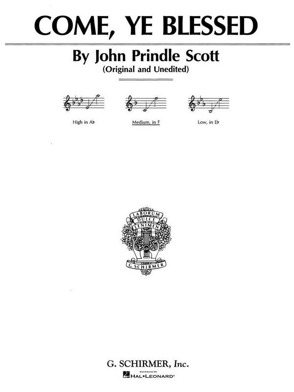 John Prindle Scott, Come Ye Blessed&nbsp;&nbsp;Medium Voice and Piano&nbsp;&nbsp;Buch