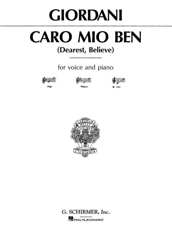 Giuseppe Giordani, Caro mio ben&nbsp;&nbsp;Low Voice and Piano&nbsp;&nbsp;Buch